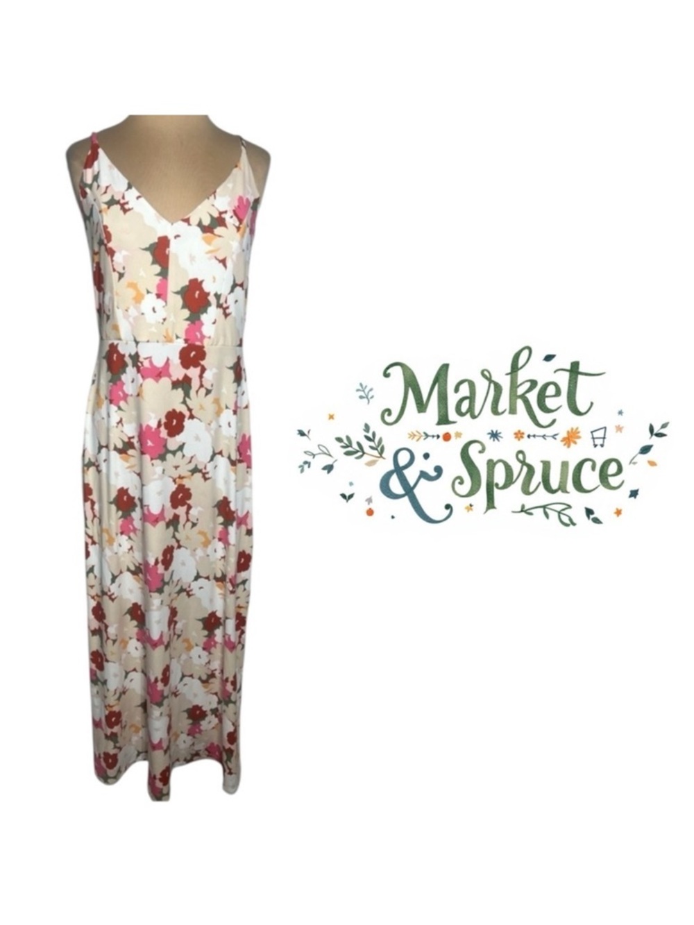 Market & Spruce multicolor floral maxi dress size XL stitch fix Alisha Dress